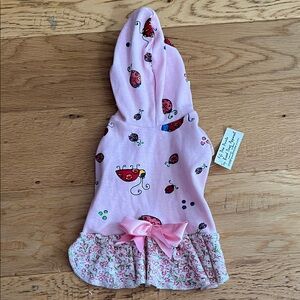 S - FIFI PAW PRINTS - Pink Ladybug Dog Hoodie with Bow